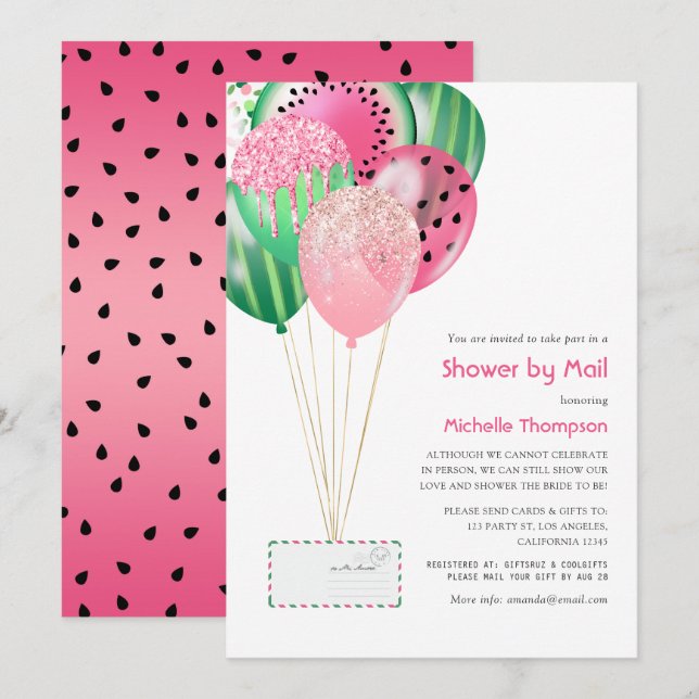 Summer Balloons Baby or Bridal Shower by Mail Invitation (Front/Back)