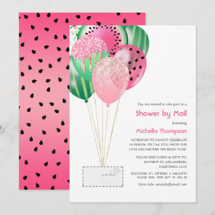 Summer Balloons Baby or Bridal Shower by Mail Invitation