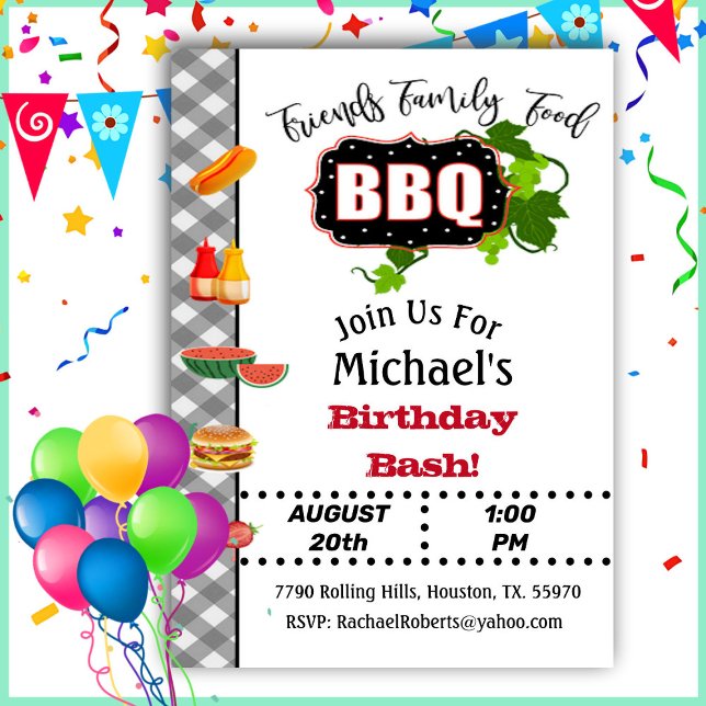 Summer Barbecue Birthday Bash Invitation (Creator Uploaded)