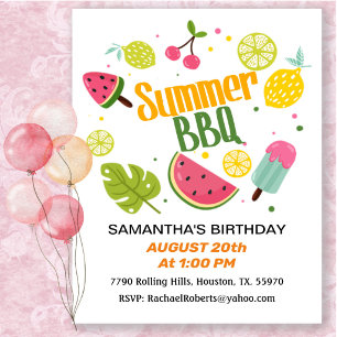 Summer Barbecue Birthday Invitation