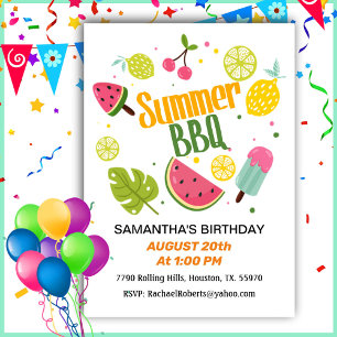 Summer Barbecue Birthday Invitation