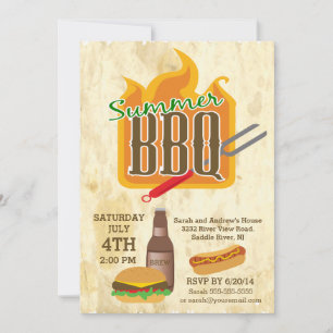 Summer Barbecue Burger & Brew Party Invitation