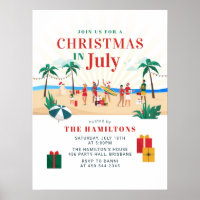 Summer Barbecue Party Christmas in July Invitation