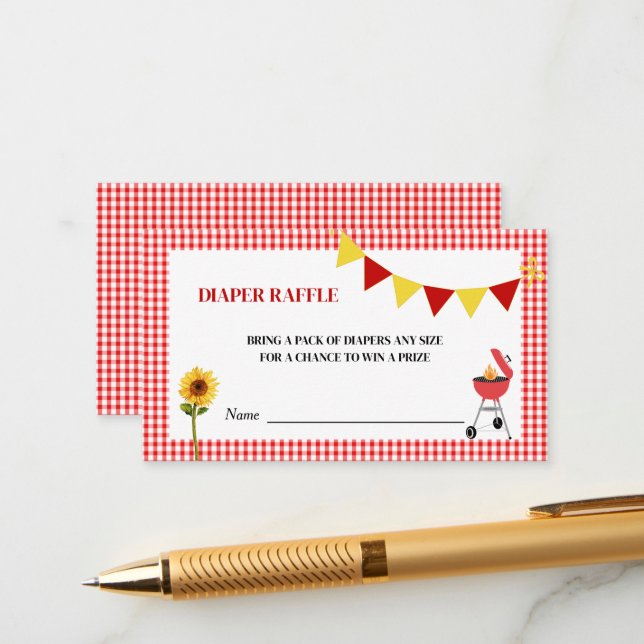 Summer Barbeque Diaper Raffle Enclosure Card (Front/Back In Situ)