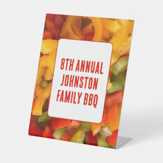 Summer Barbeque Vibrant Photo BBQ Family Reunion Pedestal Sign