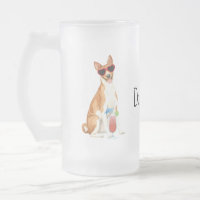 Summer Basenji Frosted Glass Beer Mug