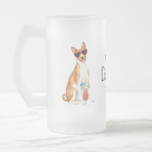 Summer Basenji Frosted Glass Beer Mug