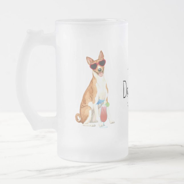 Summer Basenji Frosted Glass Beer Mug (Left)