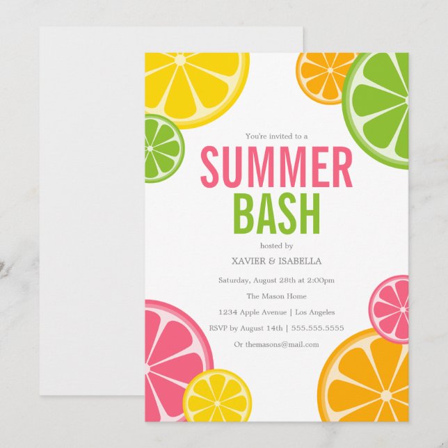 Summer Bash | Summer Party Invitation (Front/Back)