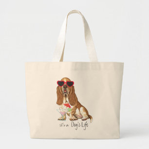 Summer Basset Hound Large Tote Bag