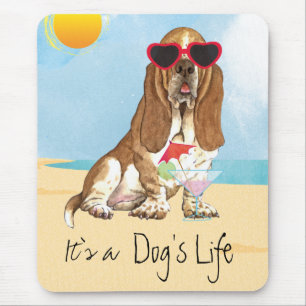 Summer Basset Hound Mouse Mat