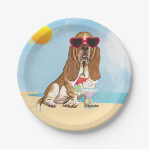 Summer Basset Hound Paper Plate
