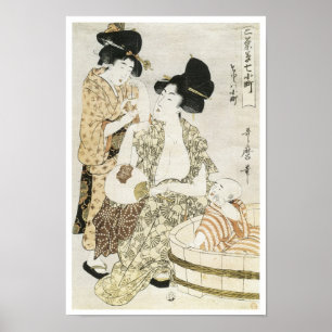 Summer Bath, Utamaro, 1800s Poster
