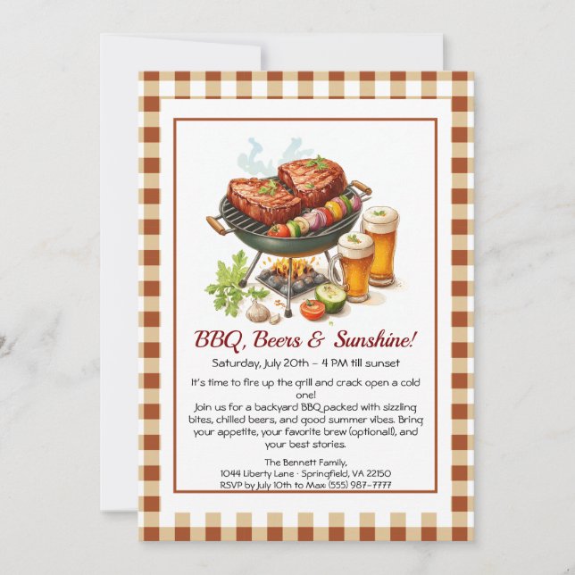 Summer BBQ & Beer Party Invitation – Backyard Cook (Front)