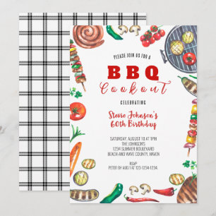 Summer BBQ Cookout 60th Birthday Invitation