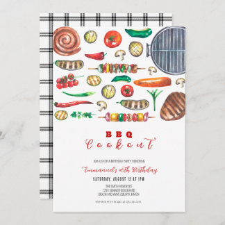 Summer BBQ Cookout Birthday Invitation