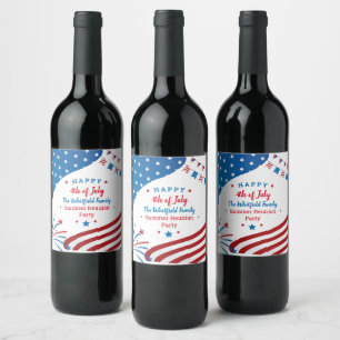 Summer BBQ Family Reunion 4th of July Custom Wine Label