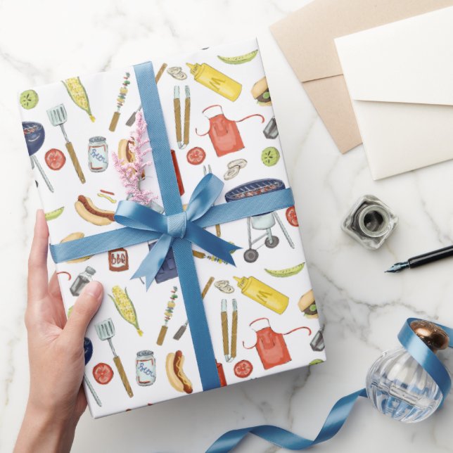 Summer BBQ Father’s Day Backyard Barbecue Grill Wrapping Paper (Gifting)