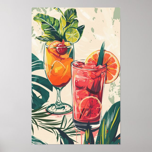 Summer BBQ Party Poster Split in Half with a Beach (Front)