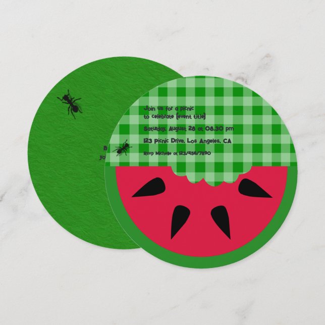 Summer BBQ Picnic Birthday Party Customisable Invitation (Front/Back)