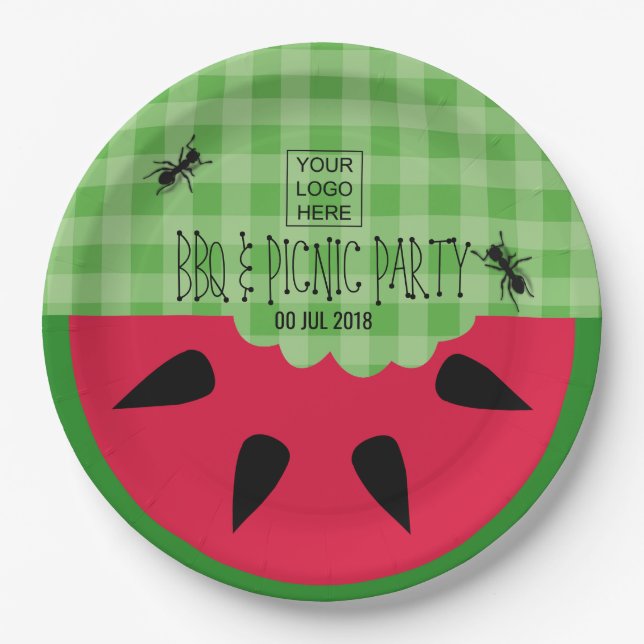 Summer BBQ Picnic Corporate Party Customisable Paper Plate (Front)