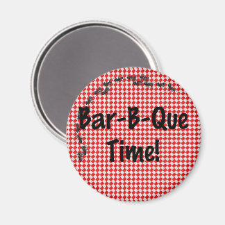 Summer BBQ Picnic on Red Table Cloth Magnet