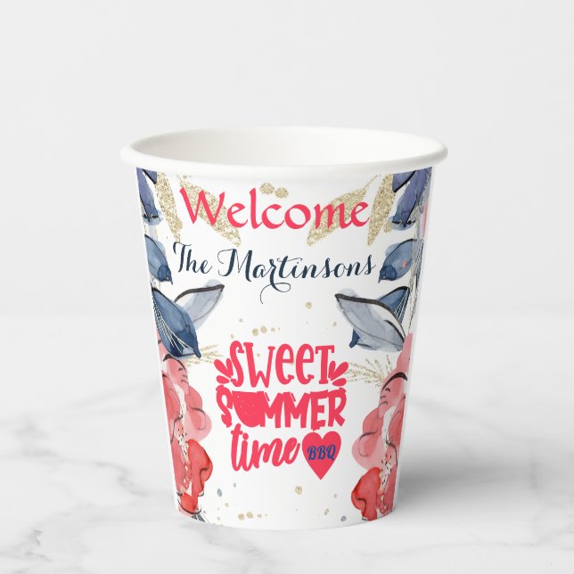 Summer BBQ Picnic Personalised   Paper Cups (Front)