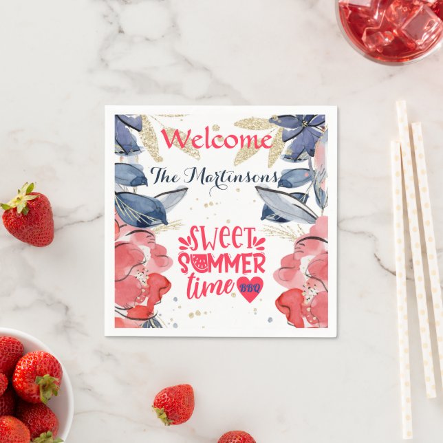 Summer BBQ Picnic Personalised Paper  Napkin (Insitu)