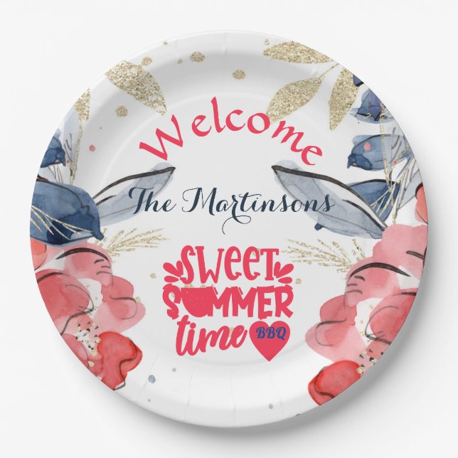 Summer BBQ Picnic Personalised  Paper Plate (Front)