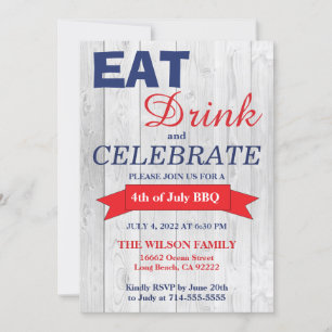 Summer BBQ Red White and Blue Invitation