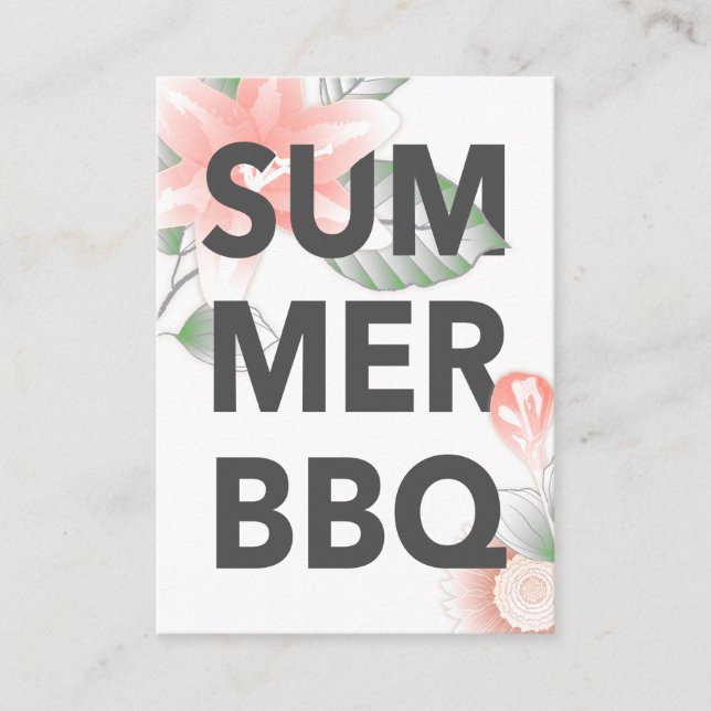 SUMMER BBQ vintage floral Enclosure Card (Front)