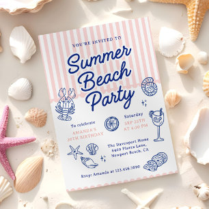 Summer Beach Adult Birthday Party Invitation