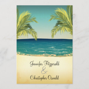Summer Beach and Palm Trees Wedding Invitation