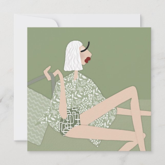 Summer Beach Babe Chic Illustration Art Card (Front)