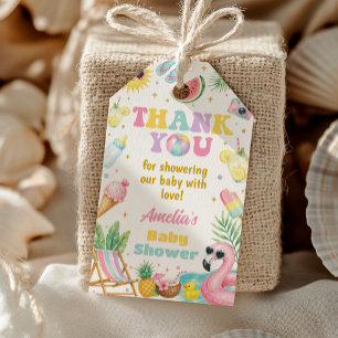 Summer Beach Baby Shower Girl Party Thank You Gift Tags