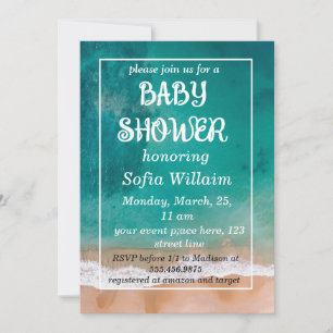 summer beach baby shower invitation