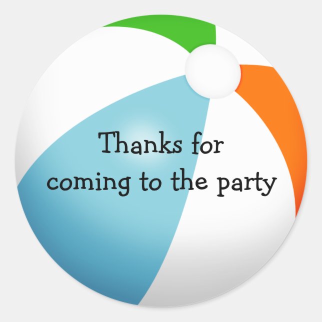 Summer Beach Ball Pool Party Thank You Classic Round Sticker (Front)