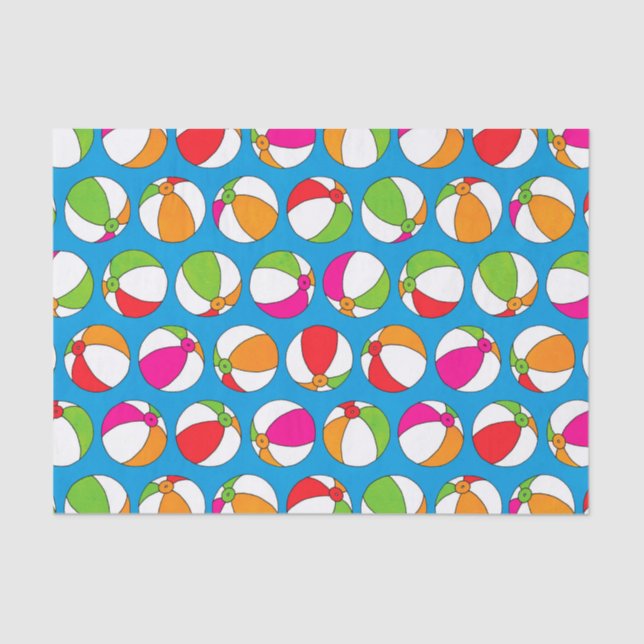 Summer Beach Balls Tissue Paper (Front)