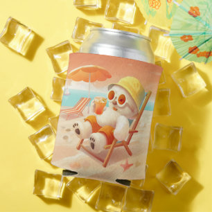 Summer Beach Bear Can Cooler