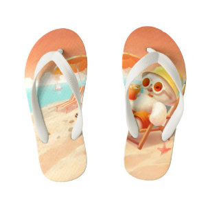 Summer Beach Bear Kid's Flip Flops