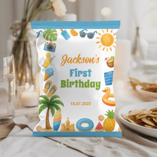 Summer Beach Birthday Party Chip Bag Wrapper