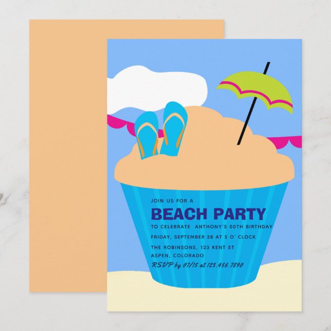 Summer Beach Birthday Party Invitation (Front/Back)