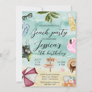 Summer Beach Birthday Party Invitation