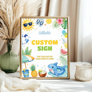 Summer Beach Birthday Party Table Sign