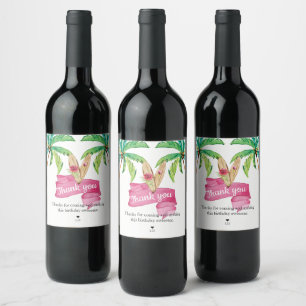 Summer Beach Birthday Thank you Favour Wine Label