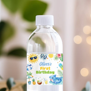 Summer Beach Birthday Water Bottle Label
