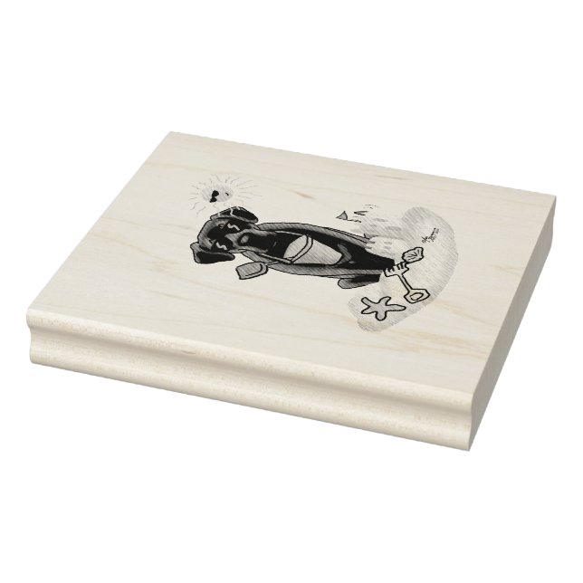 Summer Beach Black Lab Labrador Retriever Cute Rubber Stamp (Stamp)