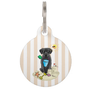 Summer Beach Black Labrador Retriever - Cute dog Pet Tag