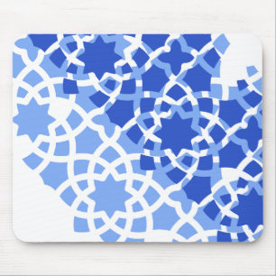 Summer beach blue Moroccan tile Mouse Mat