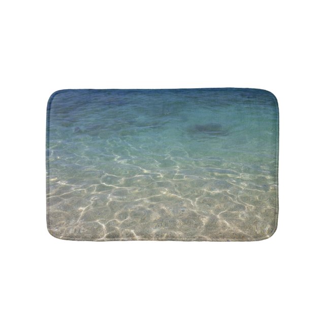 Summer Beach Blue Ocean Water Bath Mat (Front)